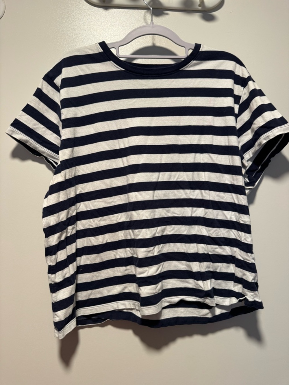 Everlane Navy and White Striped Short Sleeve Tee